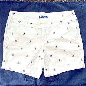 Blue and White Shorts with Nautical Pattern
